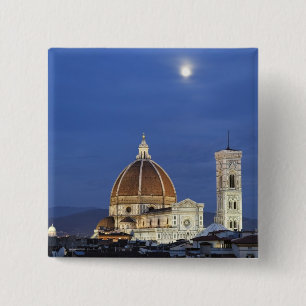 Bóton Quadrado 5.08cm Nascer da lua e Catedral de Florença, Basílica de