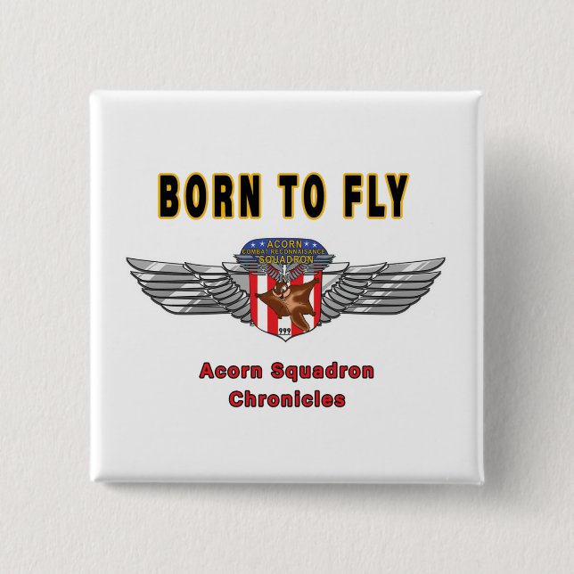Bóton Quadrado 5.08cm Nascer Para Voar - Esquadrão Acorn Insignia (Frente)