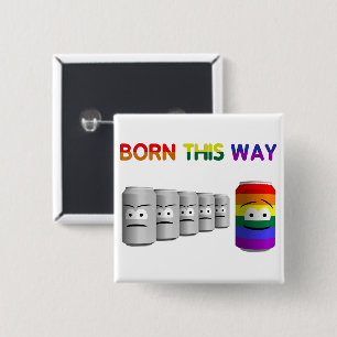 Bóton Quadrado 5.08cm Nascer Por Esta Via LGBT Rainbow Stripe LGBT