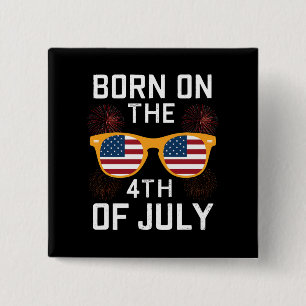 Bóton Quadrado 5.08cm Nascido Em 4 De Julho Óculos De Sol De Aniversário
