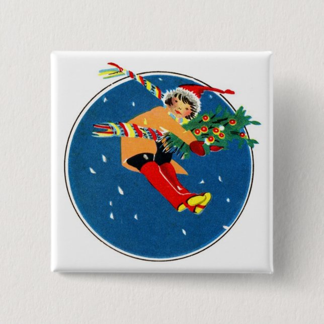 Bóton Quadrado 5.08cm Natal (Frente)