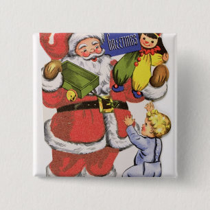 Bóton Quadrado 5.08cm Natal do pai, cartão de Natal do Victorian