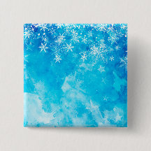 Natal dos Flocos de Neve Azul Elegante | Botão Pin
