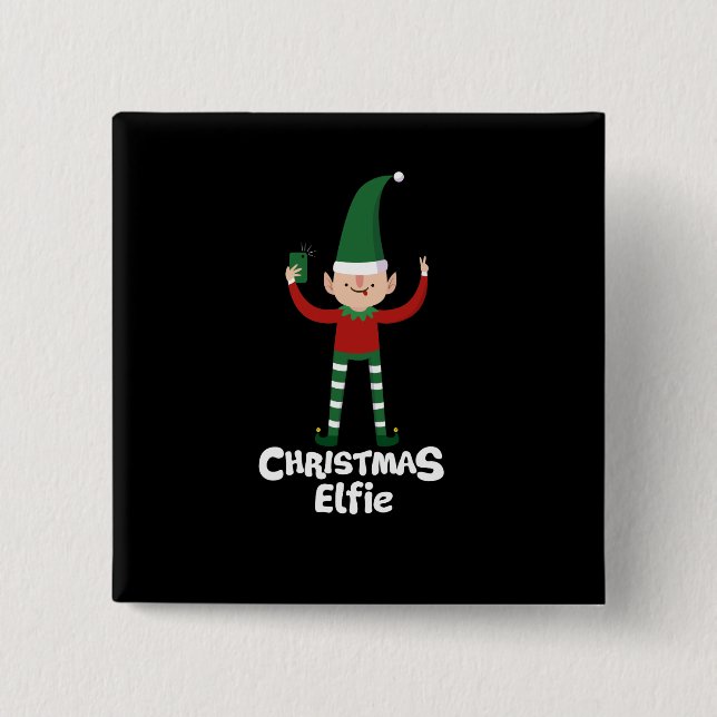 Bóton Quadrado 5.08cm Natal engraçado Elfie (Frente)