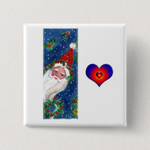 BÓTON QUADRADO 5.08CM NATAL I CARTA/PAPAI NOEL MONOGRAMA DE FRIO VERMELH