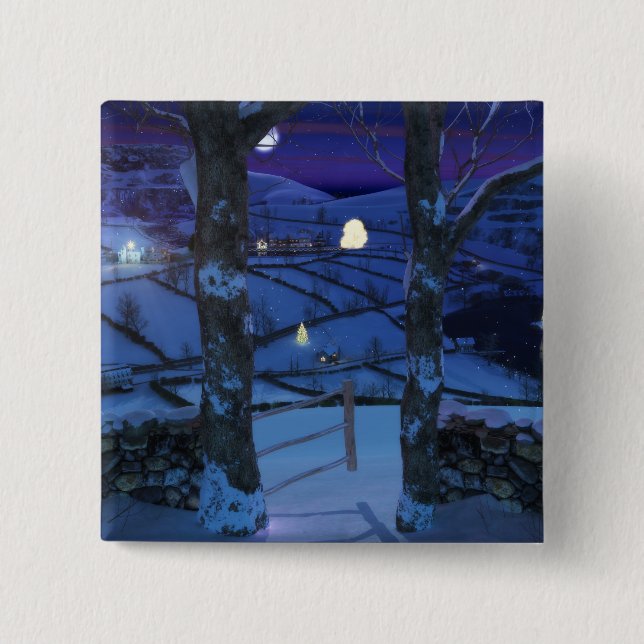 Bóton Quadrado 5.08cm Natal no Botão Glen (Frente)