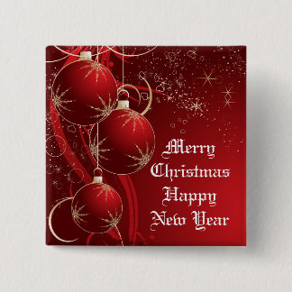 Bóton Quadrado 5.08cm Natal vermelho elegante
