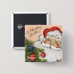 Bóton Quadrado 5.08cm Natal Vintage Olá! Alegre Papai Noel