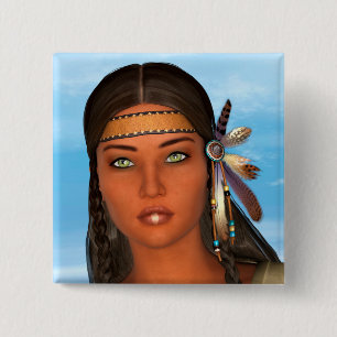 Bóton Quadrado 5.08cm Native American Girl