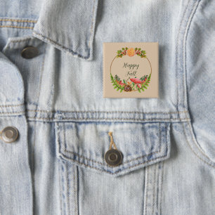 Bóton Quadrado 5.08cm Natureza de outono com texto personalizável