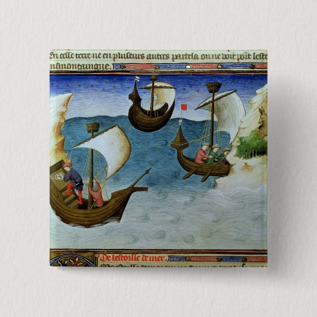 Bóton Quadrado 5.08cm Navegadores que usam um astrolabe (Frente)