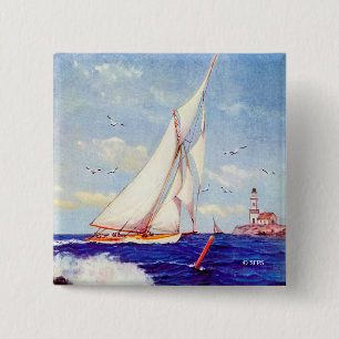 Bóton Quadrado 5.08cm Navigação pelo farol por Albert B. Marca