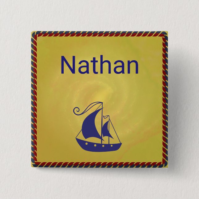 Bóton Quadrado 5.08cm Navio de Navegação Personalizado com Quadro de Cor (Frente)