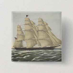 Bóton Quadrado 5.08cm Navio de tosquiadeira, nuvem de voo