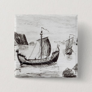 Bóton Quadrado 5.08cm Navios de Viking