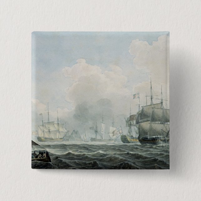 Bóton Quadrado 5.08cm Navios ingleses da guerra (Frente)