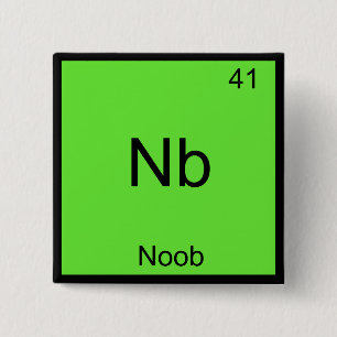 Bóton Quadrado 5.08cm Nb - Símbolo de Elemento de Química Noob Novato 