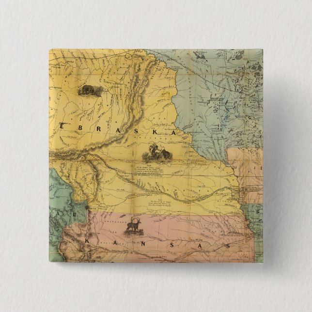 Bóton Quadrado 5.08cm Nebraska e Kansas 2 (Frente)