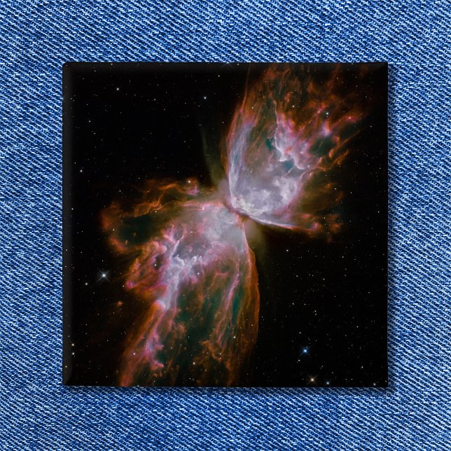 Bóton Quadrado 5.08cm Nebulosa Borboleta Foto Espacial Celestial (Butterfly Nebula Button)