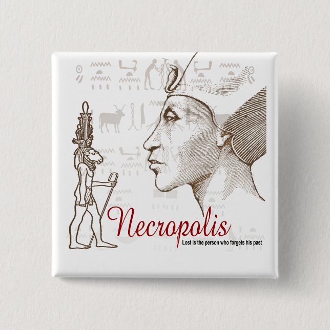 Bóton Quadrado 5.08cm Necrópolis Egípcia Do Botão Morto (Frente)