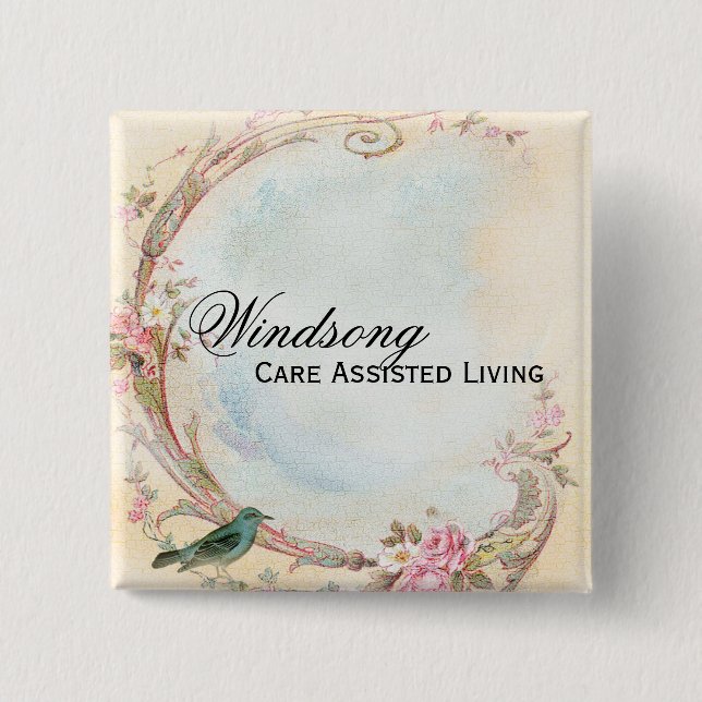 Bóton Quadrado 5.08cm Negócio do casamento do rosa e do pisco de peito (Frente)