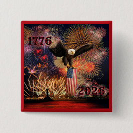Bóton Quadrado 5.08cm Negrito 1776 - 2026 250º Aniversário da América