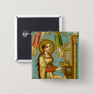 Bóton Quadrado 5.08cm NeoGótico St. Cecília de Roma (detalhe; BNG 02)