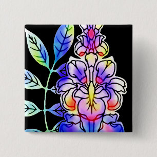 Bóton Quadrado 5.08cm Neon Flowers