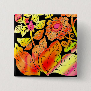 Bóton Quadrado 5.08cm Neon Flowers