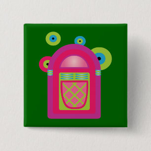 Bóton Quadrado 5.08cm Neon Jukebox