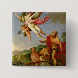 Bóton Quadrado 5.08cm Netuno que leva a cabo Coronis, 1665-70 (óleo em