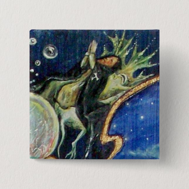 Bóton Quadrado 5.08cm NEUROMANCER, Detalhe do Rei do Nagício (Frente)