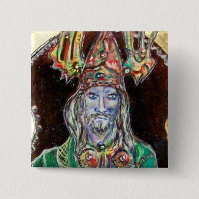 Bóton Quadrado 5.08cm NEUROMANCER, vermelho azul (Frente)