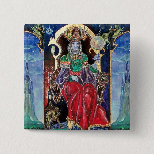 Bóton Quadrado 5.08cm NEUROMANCER, vermelho azul (Frente)