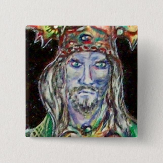 Bóton Quadrado 5.08cm NEUROMANCER, vermelho azul (Frente)