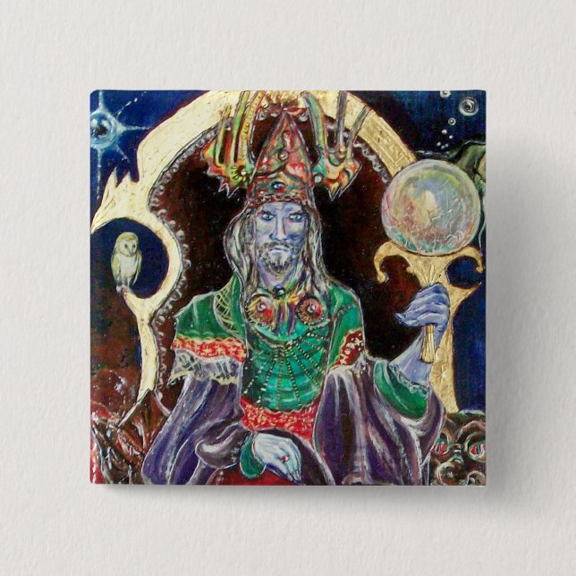 Bóton Quadrado 5.08cm NEUROMANCER, vermelho azul (Frente)