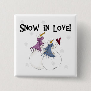 Bóton Quadrado 5.08cm Neve apaixonada t-shirts e presentes de boneco de