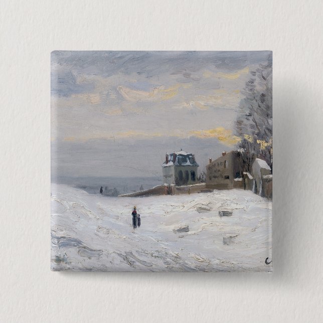 Bóton Quadrado 5.08cm Neve em Montmartre, 1869 (Frente)
