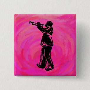 Bóton Quadrado 5.08cm New York Boogie Nights Trumpet rosa quente