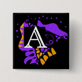 Bóton Quadrado 5.08cm Ninho de aves - Letra inicial personalizada A