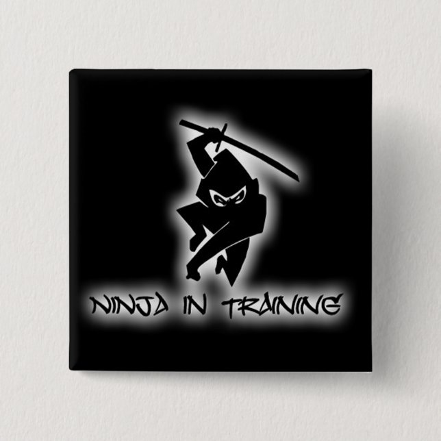 Bóton Quadrado 5.08cm ninja no treinamento (Frente)