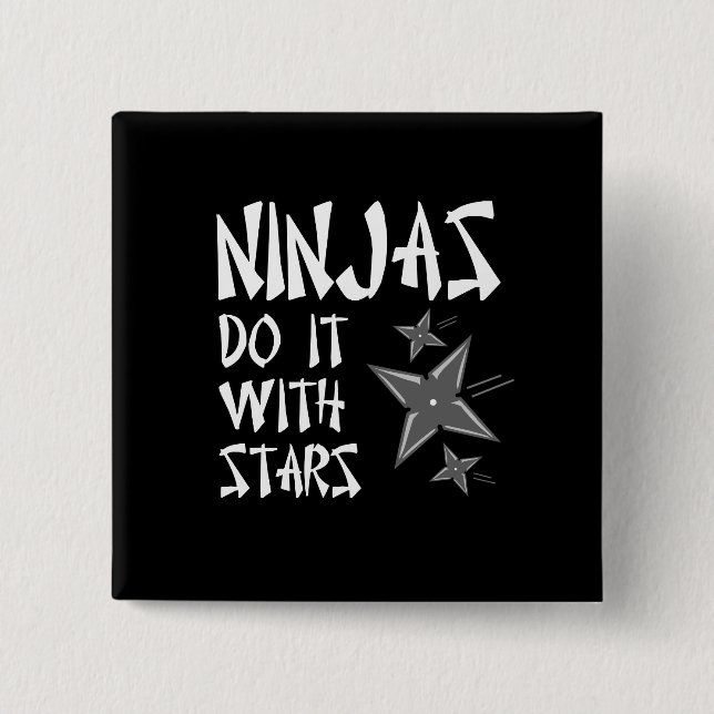 Bóton Quadrado 5.08cm Ninjas fá-lo com estrelas (Frente)