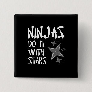 Bóton Quadrado 5.08cm Ninjas fá-lo com estrelas