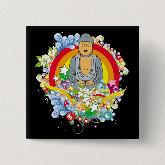 Bóton Quadrado 5.08cm Nirvana Buddha (Frente)
