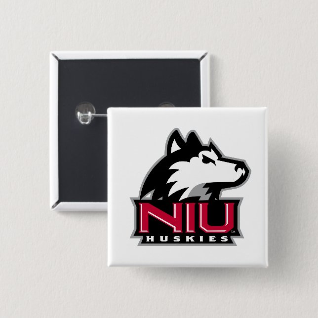 Bóton Quadrado 5.08cm NIU Huskies Wordmark (Frente & Verso)