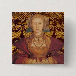 Bóton Quadrado 5.08cm Níveis de Equipe - Retrato da Rainha Anne de Cleve