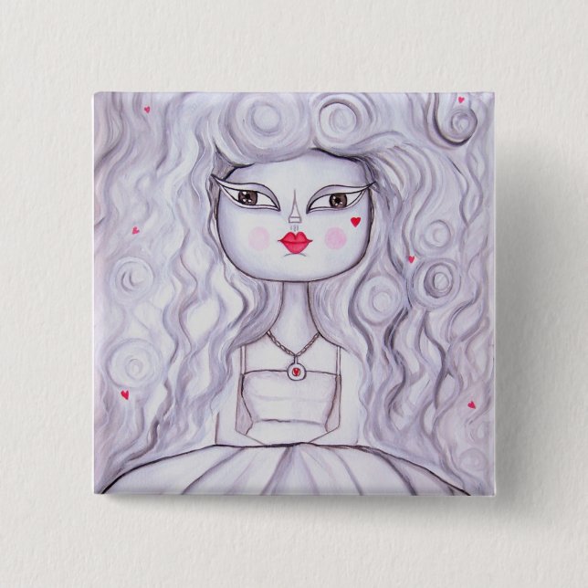 Bóton Quadrado 5.08cm No botão do amor (Frente)