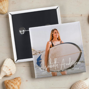 Bóton Quadrado 5.08cm No Loving Memory Memorial Funeral Foto Moderna