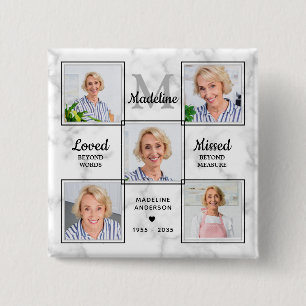 Bóton Quadrado 5.08cm No Loving Memory Photo Collage Memorial Funeral