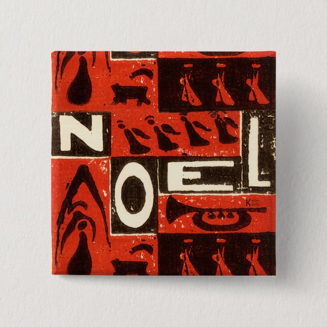 Bóton Quadrado 5.08cm Noel Red (Frente)